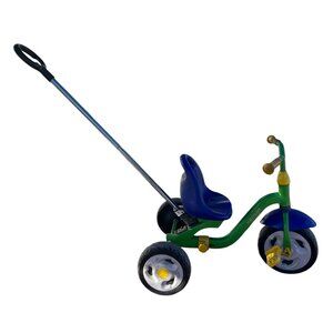 Vintage Kettler Tricycle Made In Germany With Push Handle Bar Green Blue Yellow